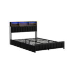 Oikiture Bed Frame Double Single Size LED Storage Bedhead USB Charge