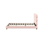Oikiture Bed Frame Double Size Tufted Bedhead Boucle Fabric Pink - Image 5