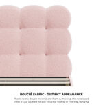 Oikiture Bed Frame Double Size Tufted Bedhead Boucle Fabric Pink - Image 6