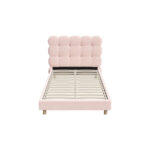Oikiture Bed Frame King Single Tufted Bedhead Boucle Fabric Pink - Image 2