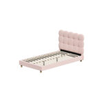 Oikiture Bed Frame King Single Tufted Bedhead Boucle Fabric Pink - Image 8