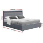 Artiss Bed Frame Double Size LED Gas Lift Grey COLE - Image 3