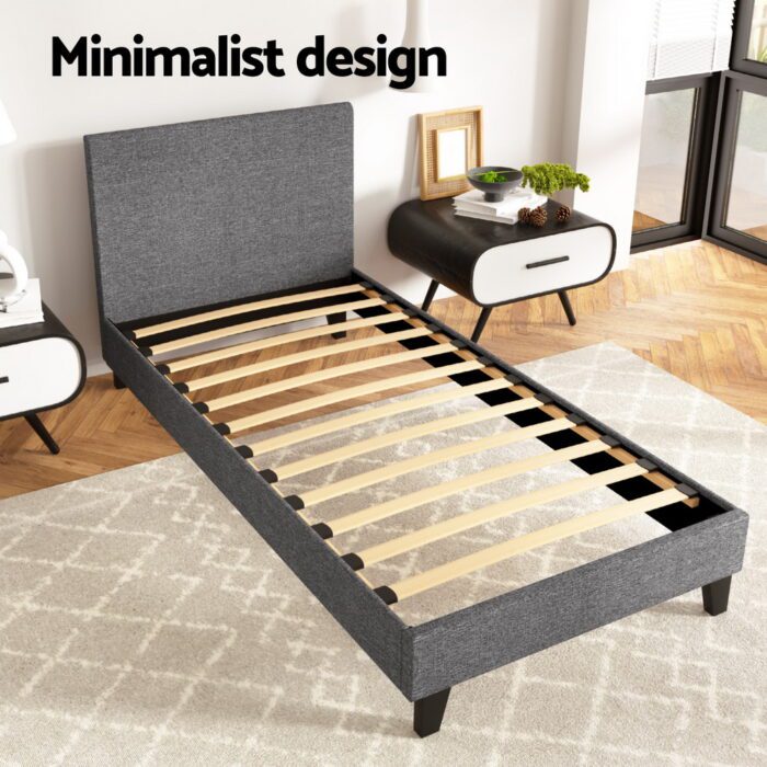 Artiss Bed Frame Single Size Grey NEO - Image 4