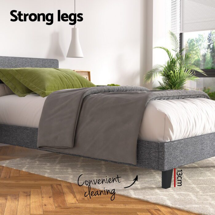 Artiss Bed Frame Single Size Grey NEO - Image 5