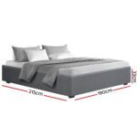 Artiss Bed Frame King Size Gas Lift Base Grey TOKI - Image 2