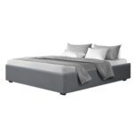 Artiss Bed Frame King Size Gas Lift Base Grey TOKI - Image 3