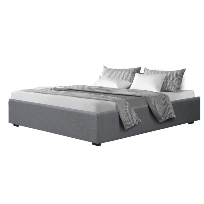 Artiss Bed Frame King Size Gas Lift Base Grey TOKI - Image 3