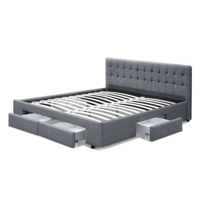 Artiss Bed Frame King Size with 4 Drawers Grey AVIO - Image 3