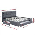 Artiss Bed Frame Queen Size with 4 Drawers Grey AVIO - Image 2