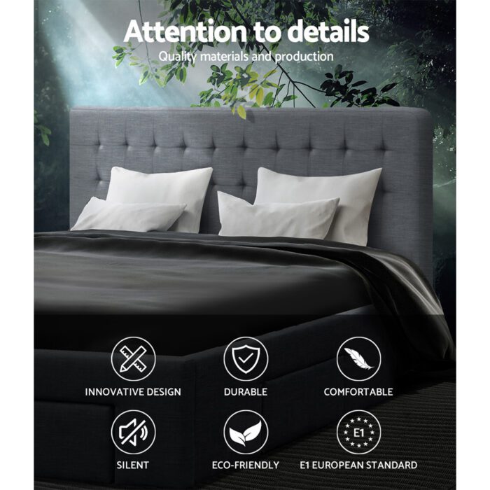Artiss Bed Frame Queen Size with 4 Drawers Grey AVIO - Image 5