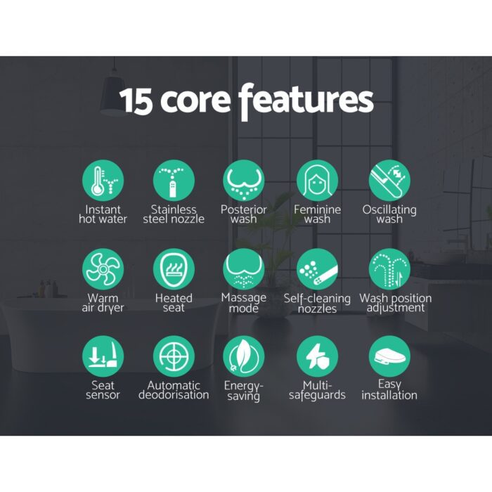 Cefito Electric Bidet Toilet Seat Cover Auto Smart Water Wash Dry Panel Control - Image 4