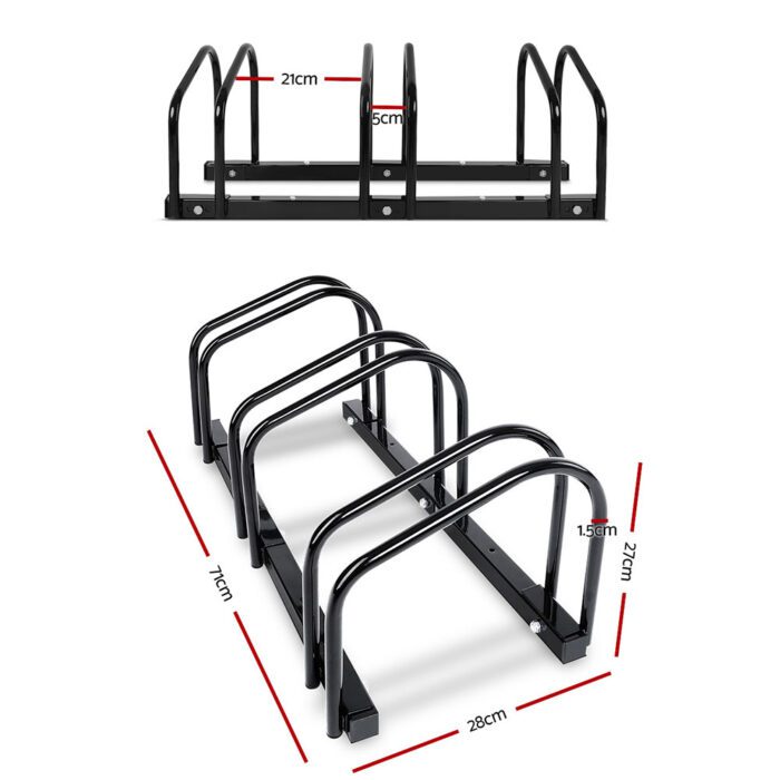 Weisshorn 3 Bike Stand Rack Bicycle Storage Floor Parking Holder Cycling Black - Image 2