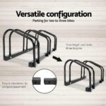Weisshorn 3 Bike Stand Rack Bicycle Storage Floor Parking Holder Cycling Black - Image 4