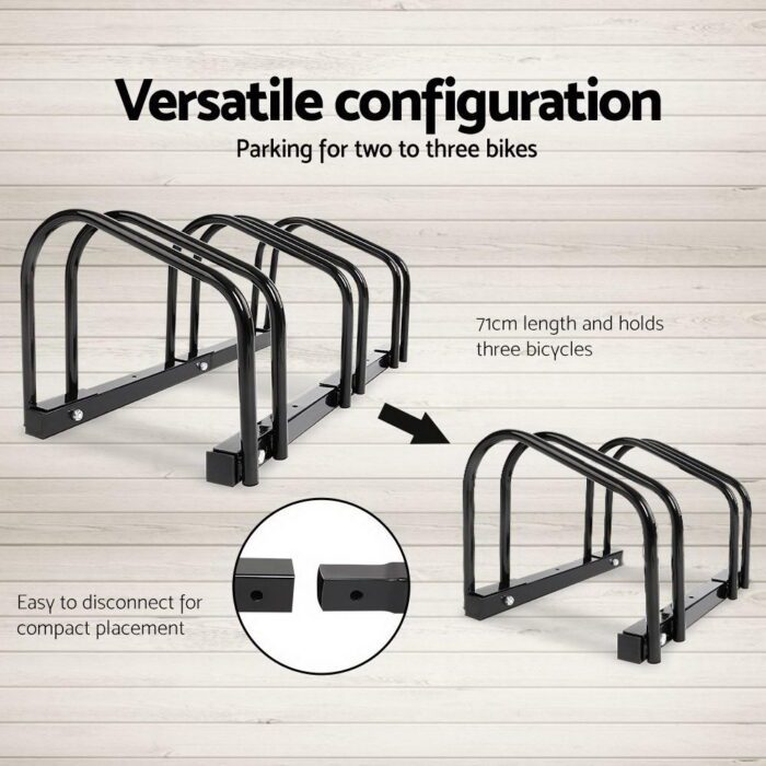 Weisshorn 3 Bike Stand Rack Bicycle Storage Floor Parking Holder Cycling Black - Image 4
