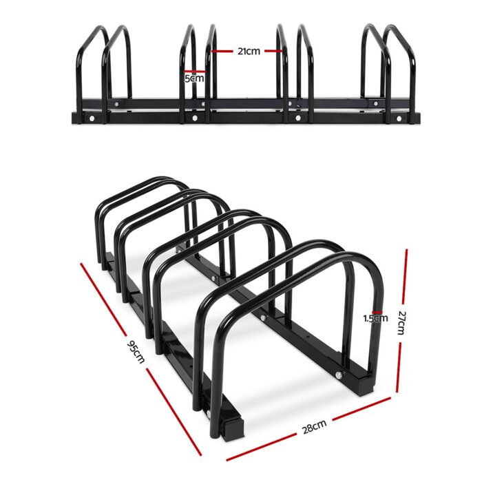 Weisshorn 4 Bike Stand Rack Bicycle Storage Floor Parking Holder Cycling Black - Image 2