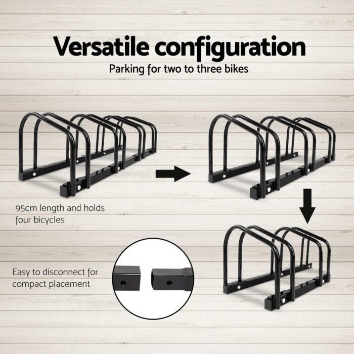 Weisshorn 4 Bike Stand Rack Bicycle Storage Floor Parking Holder Cycling Black - Image 4