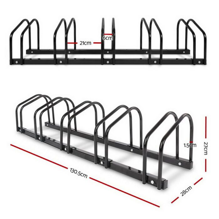 Weisshorn 5 Bike Stand Rack Bicycle Storage Floor Parking Holder Cycling Black - Image 2