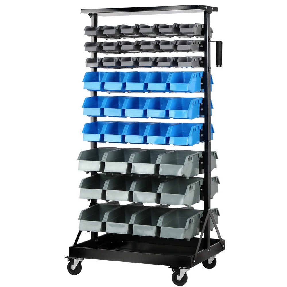 BIN-RACK-90-AB-00 Giantz 90 Storage Bin Rack Stand Double-sided Wheels - Image 1