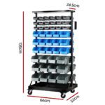 Giantz 90 Storage Bin Rack Stand Double-sided Wheels - Image 2