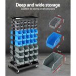 Giantz 90 Storage Bin Rack Stand Double-sided Wheels - Image 3