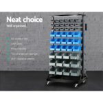 Giantz 90 Storage Bin Rack Stand Double-sided Wheels - Image 4