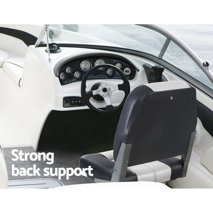 Seamanship 2X Folding Boat Seats Marine Seat Swivel Low Back 10cm Padding Grey - Image 6