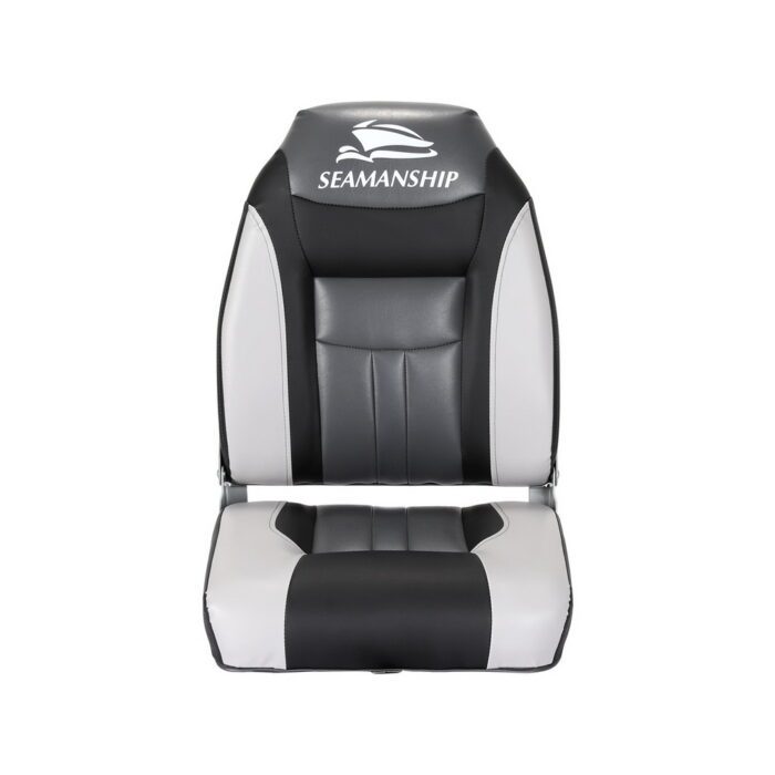 Seamanship 2X Folding Boat Seats Marine Seat Swivel High Back 12cm Padding Black - Image 3