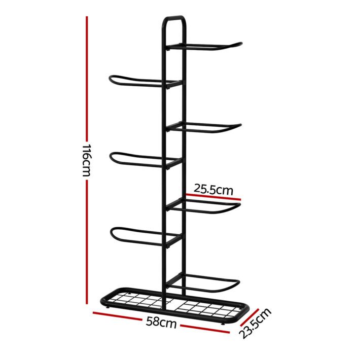 Everfit Ball Storage Rack Sports Equipment Organizer 7-Tier Holder for Garage Gym Black - Image 2