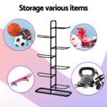 Everfit Ball Storage Rack Sports Equipment Organizer 7-Tier Holder for Garage Gym Black - Image 5
