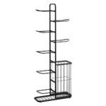 Everfit Ball Storage Rack Sports Equipment Organizer 7-Tier with Basket for Garage Gym Black