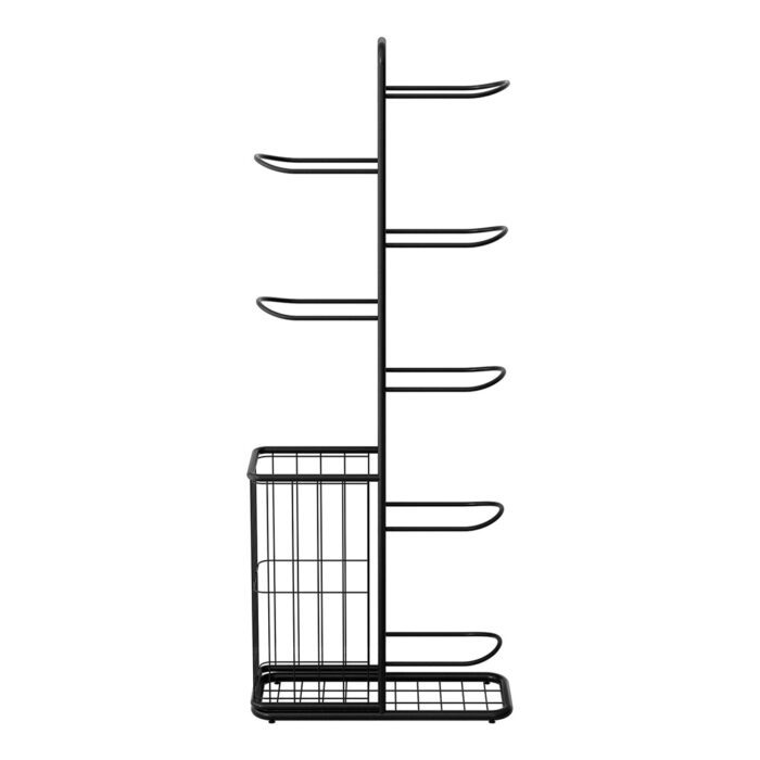 Everfit Ball Storage Rack Sports Equipment Organizer 7-Tier with Basket for Garage Gym Black - Image 3
