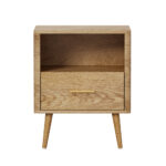 Oikiture 2x Bedside Table 1 Drawer Open Shelf Nightstand Natural - Image 5