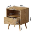 Oikiture 2x Bedside Table 1 Drawer Open Shelf Nightstand Natural - Image 4