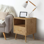 Oikiture 2x Bedside Table 1 Drawer Open Shelf Nightstand Natural - Image 9