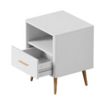 Oikiture 2x Bedside Table 1 Drawer Open Shelf Nightstand White - Image 7