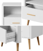 Oikiture 2x Bedside Table 1 Drawer Open Shelf Nightstand White - Image 4