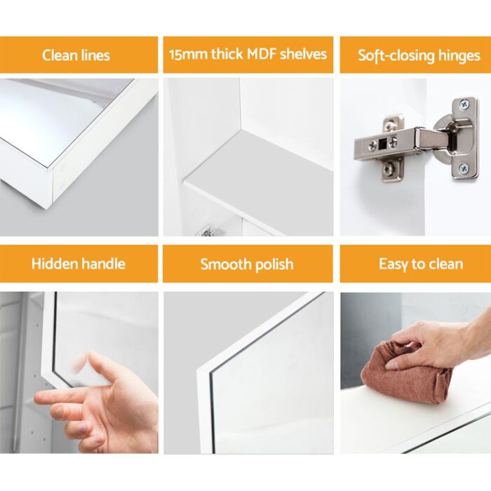 Cefito Bathroom Vanity Mirror with Storage Cabinet - White - Image 6