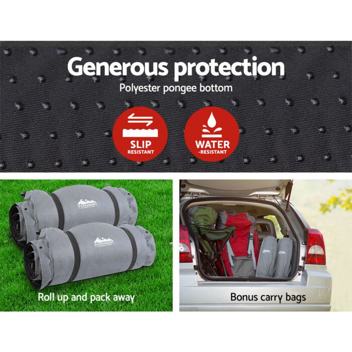 Weisshorn Self Inflating Mattress Camping Sleeping Mat Air Bed Double Set Grey - Image 6