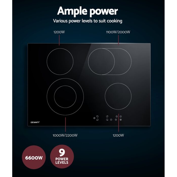 Devanti Electric Ceramic Cooktop 77cm - Image 5