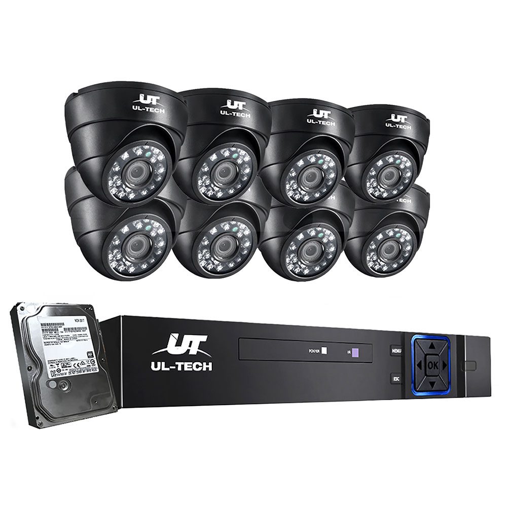 CCTV-8C-8D-BK-T-12392-00 UL-tech CCTV Security System 8CH DVR 8 Cameras 1TB Hard Drive - Image 1
