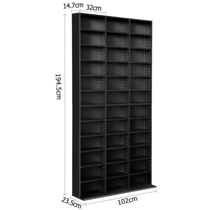 Artiss Bookshelf CD Storage Rack - BERT Black - Image 4