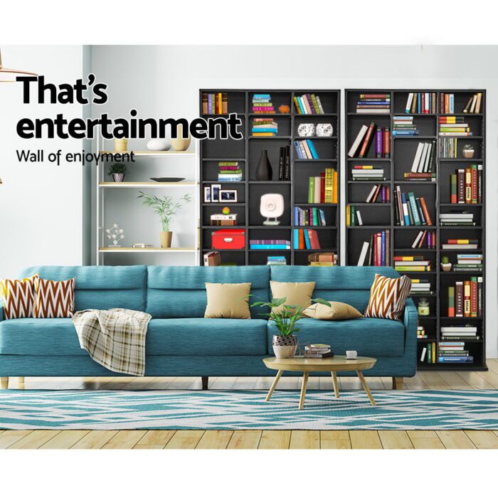 Artiss Bookshelf CD Storage Rack - BERT Black - Image 5