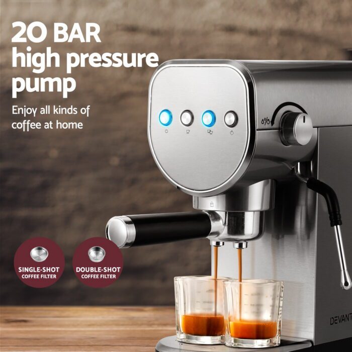 Devanti 20 Bar Coffee Machine Espresso Cafe Maker - Image 4