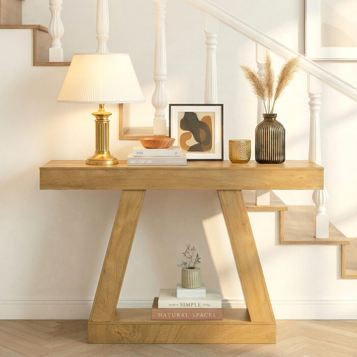 Oikiture Console Table Hallway Narrow Table Entryway Display Shelf - Image 7