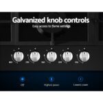 Devanti Gas Cooktop 90cm 5 Burner Black - Image 4