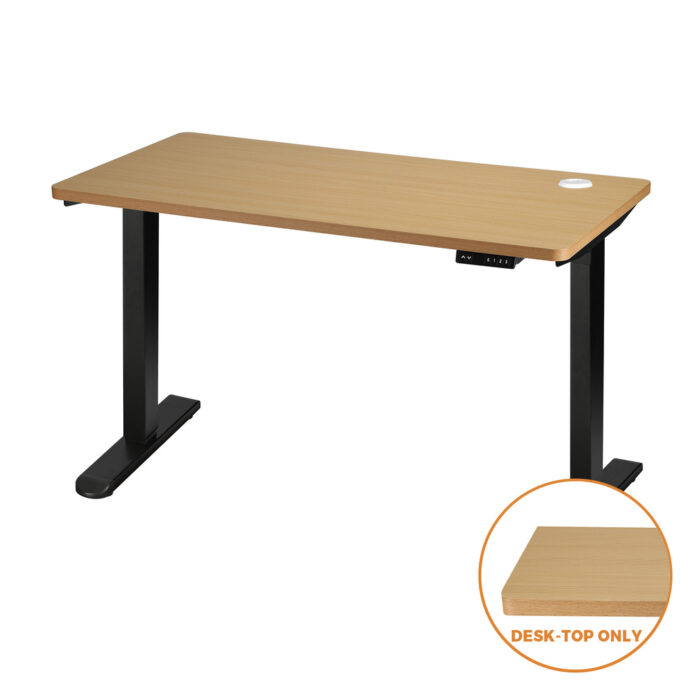 Oikiture Standing Desk Board with Drilled Hole Oak 120x60cm - Image 2