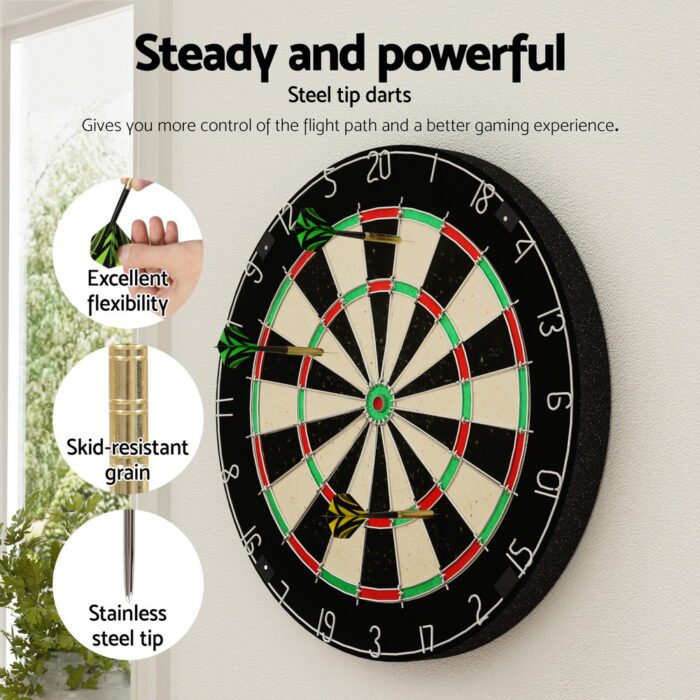 18" Dartboard Dart Board with Steel Darts Competition Party Game - Image 5