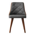 Oikiture Dining Chairs Wooden Faux Leather Seatx2 Grey - Image 4