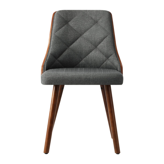 Oikiture Dining Chairs Wooden Faux Leather Seatx2 Grey - Image 4