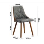 Oikiture Dining Chairs Wooden Faux Leather Seatx2 Grey - Image 2